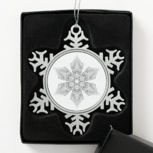 Crystal Snowflake -  Pewter Christmas Ornament