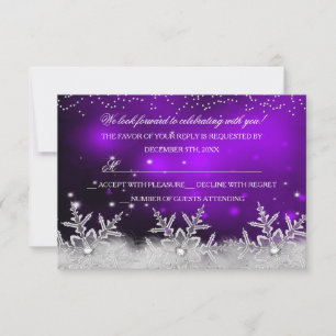 Crystal Snowflake Purple Christmas Party RSVP Invitation