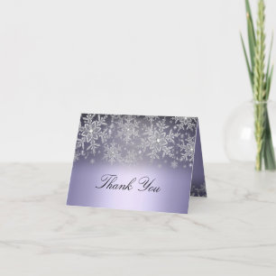 Crystal Snowflake Purple Winter Thank You Card