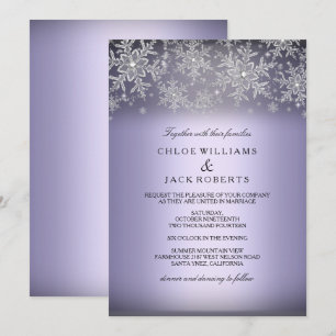 Crystal Snowflake Purple Winter Wedding Invitation