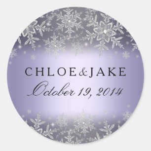 Crystal Snowflake Purple Winter Wedding Sticker
