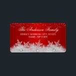 Crystal Snowflake Red Christmas Address Labels<br><div class="desc">Christmas Holiday Address Labels. Elegant sparkle crystal snowflakes. Please Note: All flat images!</div>