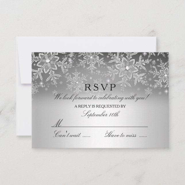 Crystal Snowflake Silver Winter RSVP (Front)