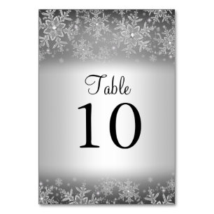 Crystal Snowflake Silver Winter Table Number Card