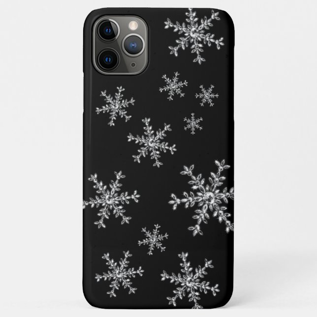 Crystal Snowflakes black iPhone Case (Back)
