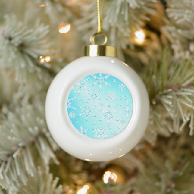 Crystal Snowflakes Pattern Ceramic Ball Christmas Ornament (Tree)