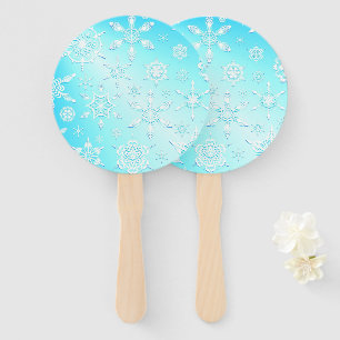 Crystal Snowflakes Pattern Hand Fan