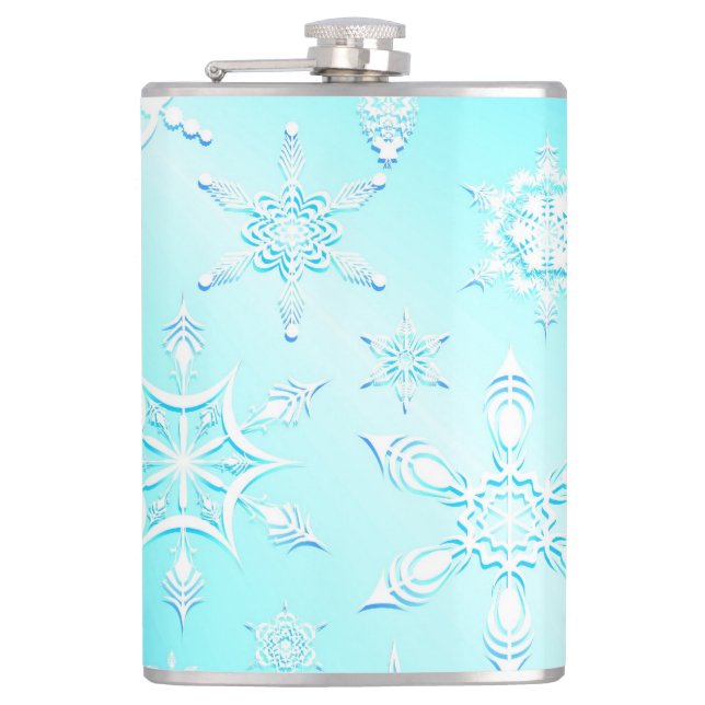 Crystal Snowflakes Pattern Hip Flask (Front)