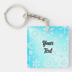 Crystal Snowflakes Pattern Key Ring