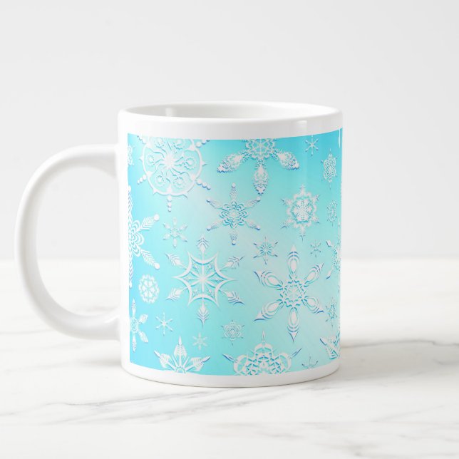 Crystal Snowflakes Pattern Large Coffee Mug (Left)