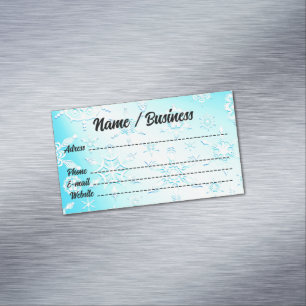 Crystal Snowflakes Pattern Magnetic Business Card