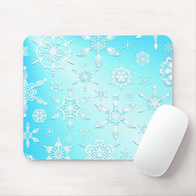Crystal Snowflakes Pattern Mouse Pad (With Mouse)
