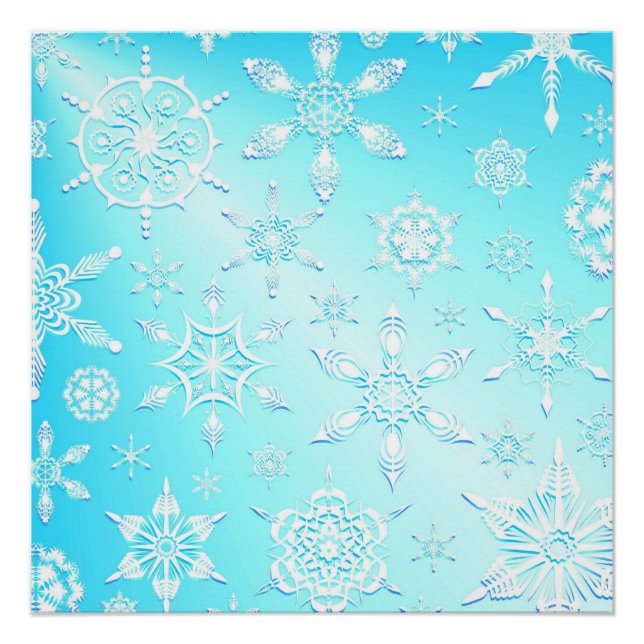 Crystal Snowflakes Pattern Poster (Front)