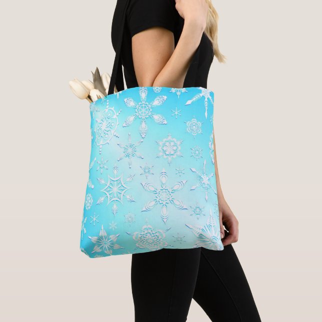Crystal Snowflakes Pattern Tote Bag (Close Up)