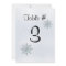 Crystal Snowflakes Winter Wedding Table Number