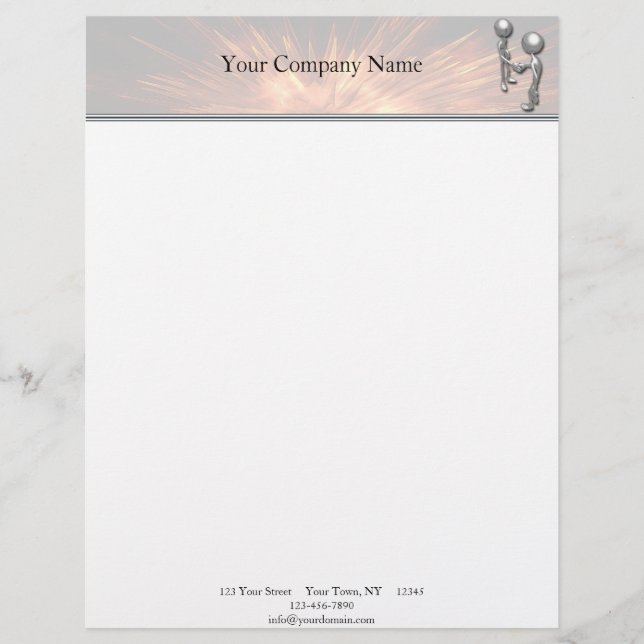 Crystal Starburst Handshake Letterhead Template (Front)