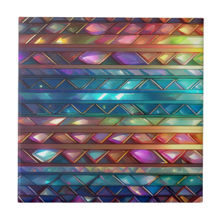 Crystal Stripes Aglow  Ceramic Tile