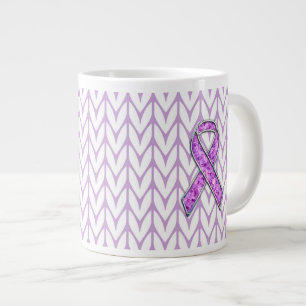 Crystal Style Pink Ribbon Awareness Knit Large Coffee Mug