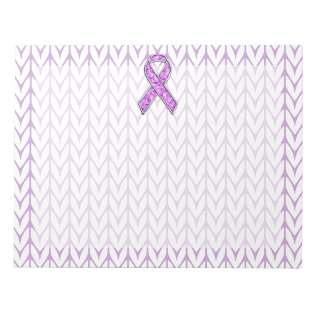 Crystal Style Pink Ribbon Awareness Knit Notepad (Front)