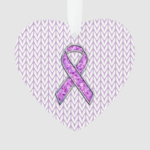 Crystal Style Pink Ribbon Awareness Knit Ornament
