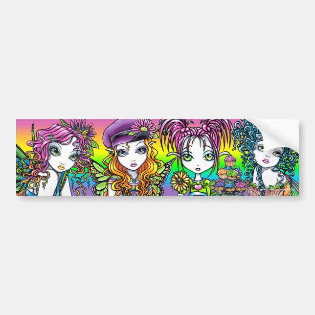 Crystal Sunny Daisy & Buttercup Rainbow Fairies Bumper Sticker (Front)