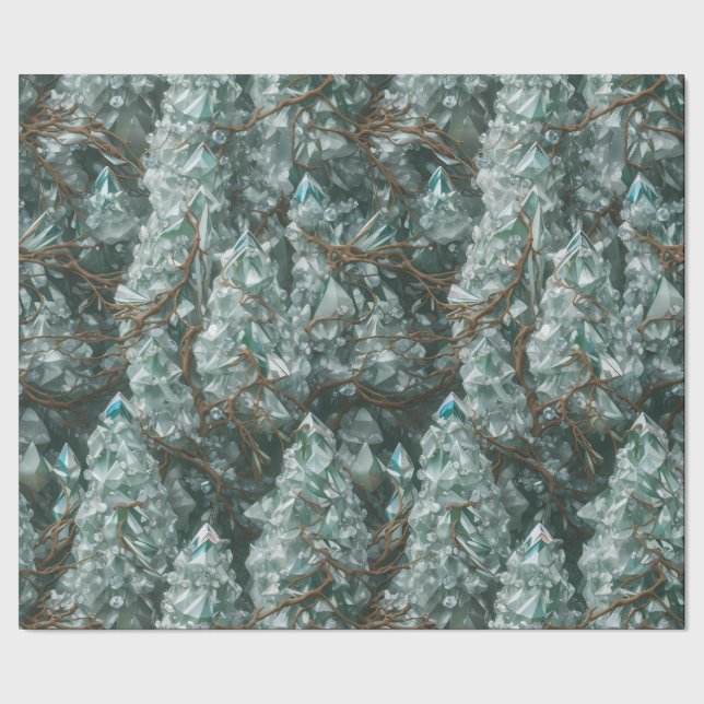 Crystal Trees with Flowing Roots Wrapping Paper (Seam)