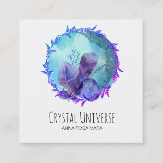 *~* Crystal Universe Flower Wreath Square Business Card