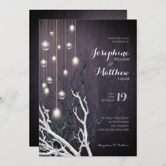 Crystal Vertical Light String White Branch Wedding Invitation
