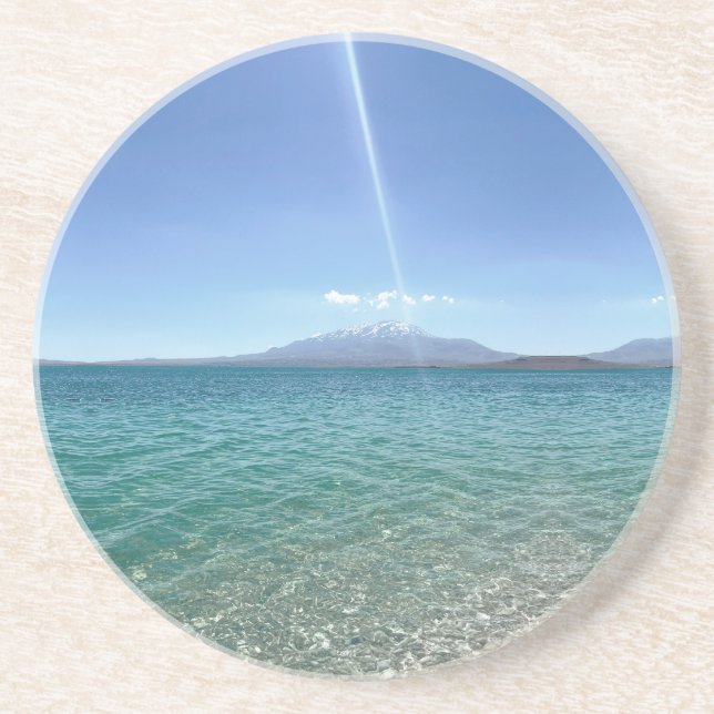Crystal Water View Blue Sky Beach Vibe Peaceful Coaster (Front)