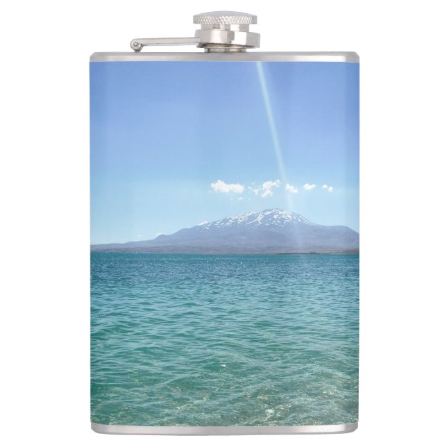 Crystal Water View Blue Sky Beach Vibe Peaceful Hip Flask (Front)