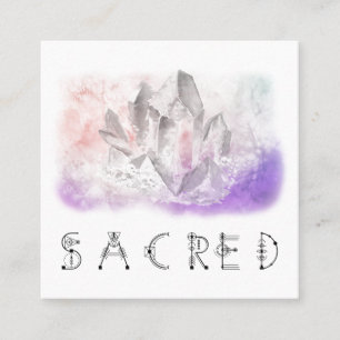 ~  Crystal Watercolor Sacred Healing Arts Square Business Card