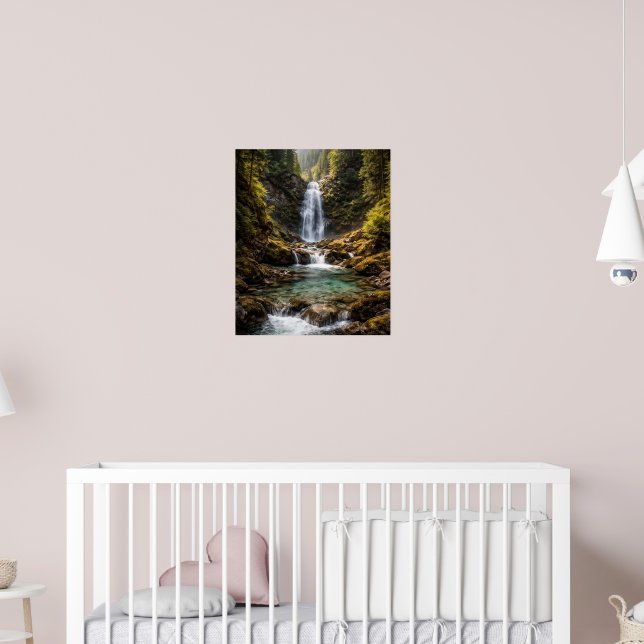 Crystal Waterfall in Mountain Valley Poster (Nursery 2)