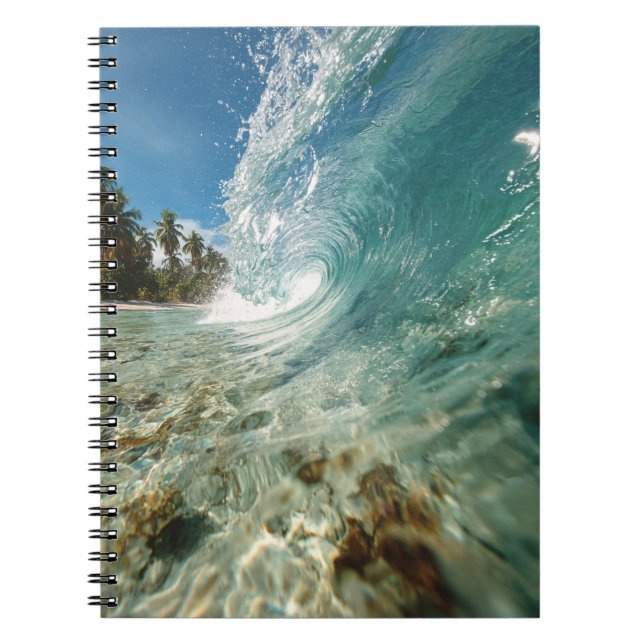 Crystal Wave Barrel Tropical Surf Photo Notebook (Front)