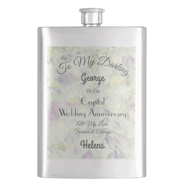 Crystal Wedding Anniversary Classic Flask (Front)