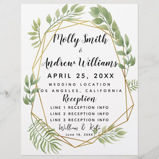 crystal wedding greenery wedding PROGRAM (Front)