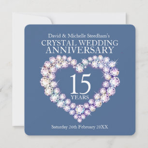 Crystal wedding heart 15 years party invitation