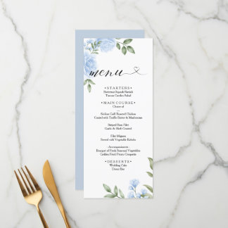 CRYSTAL Wedding Menu / Blue Rose Watercolor Floral