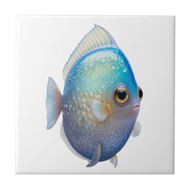 Crystal White Fish  Ceramic Tile (Front)