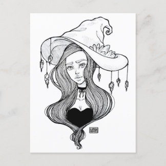 Crystal Witch Inktober Art Print on Postcard