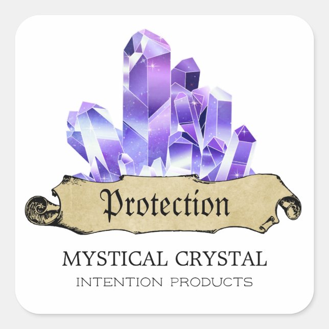 Crystal Witch White And Purple Spell Jar Labels (Front)