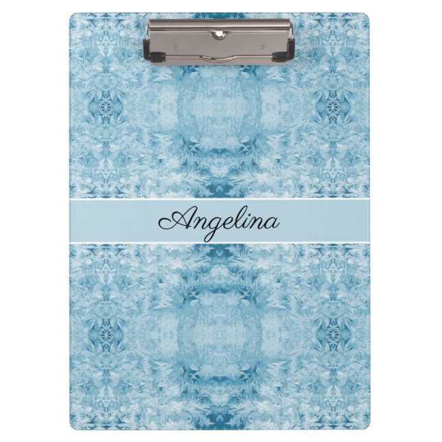 Crystalline Blue Feather Custom Office Style Clipboard (Front)