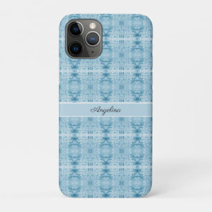 Crystalline Chic   Blue & White Feather Pattern iPhone 11 Pro Case