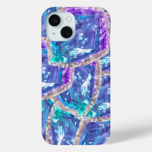 Crystalline Dreams: Amethyst and Aqua Fusion iPhone 15 Case