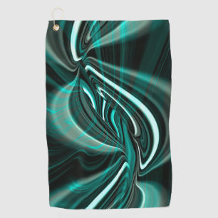 Crystalline on dark green cyan curves and ripples  golf towel