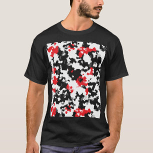 Crystalline Red Black And White Abstract Pattern T-Shirt
