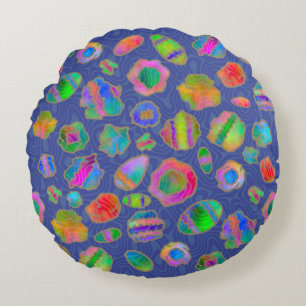 Crystalline Riverbed Winter Blue Round Cushion