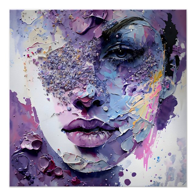"Crystalline Silence" – A Purple Portrait Poster (Front)