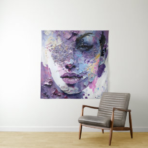 "Crystalline Silence" – A Purple Portrait Tapestry
