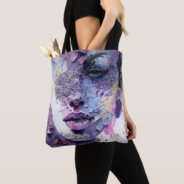 "Crystalline Silence" – A Purple Portrait Tote Bag (Close Up)