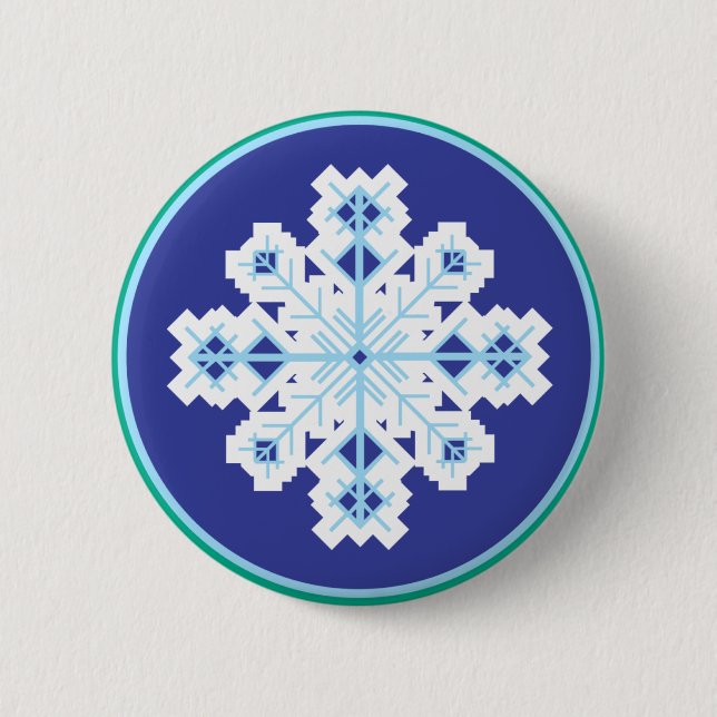 crystalline snowflake 6 cm round badge (Front)